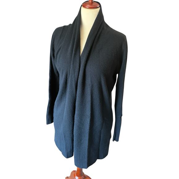 Nicole Miller Black Cashmere Open Cardigan/Waterfall Sweater - Large - Picture 1 of 3
